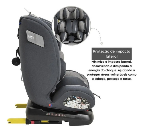 Cadeira Para Carro Kiddo Whoop 360 Isofix Top Tether Cinza