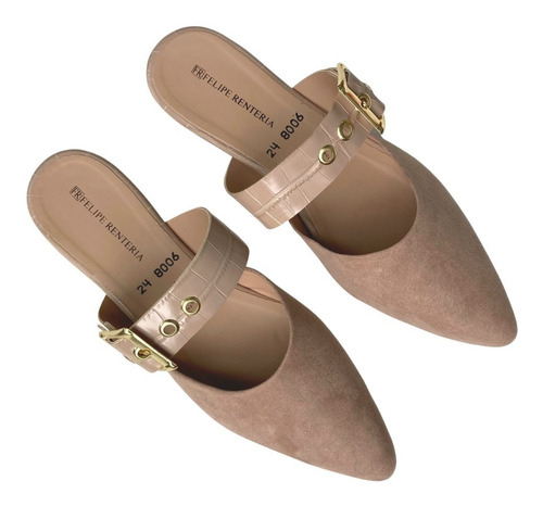 Imagen 4 de 8 de Zapato Mujer Flat Felipe Rentería Mules Dama Moda Puntal