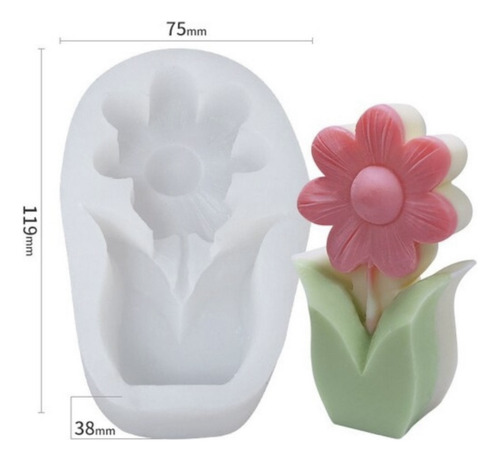 2 Moldes Silicon Tulipan Y Margarita Flores Para Jabón Velas