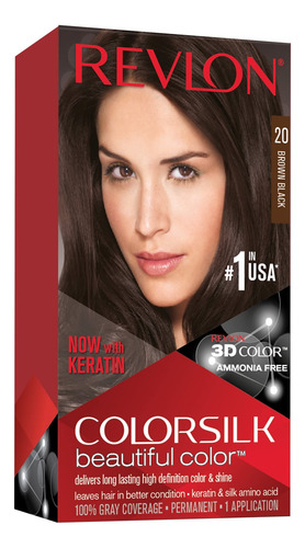 Tinte De Pelo Revlon Colorsilk 20 Marrón Negro 1 Unidad