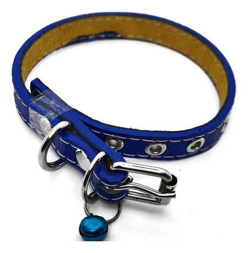 2 Collares Piel 35 Cm Colores Perro Gato Pequeño | Talla #2 Color Azul