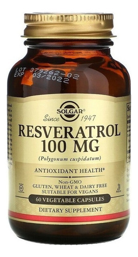 Solgar | Resveratrol | 100mg | 60 Vegetable Capsules | Usa