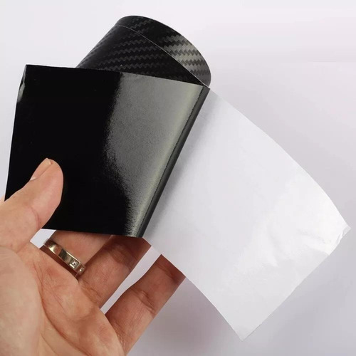 Kit 4 Adesivo Fibra Carbono 4d Coluna Porta Lateral Soleira Cor Preto