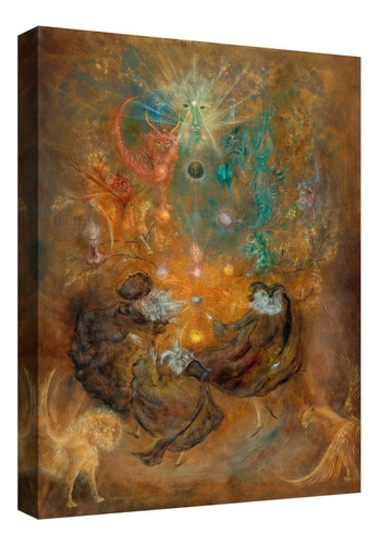 Cuadro Decorativo Canvas Coleccion Leonora Carrington 60x45 Color El Árbol De La Vida Armazón Natural