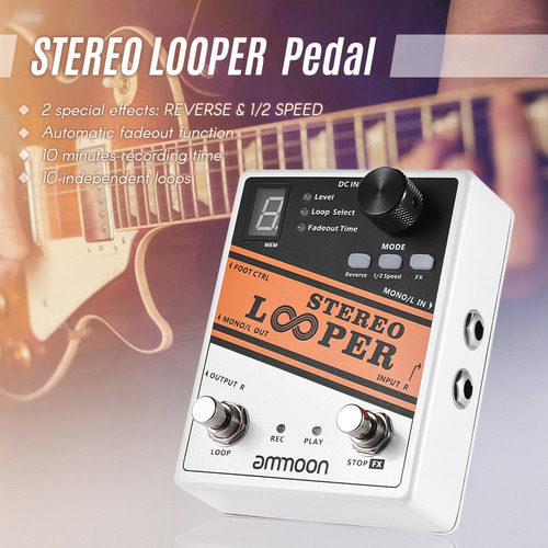 Ammoon Stereo Looper Loop Record Pedal Efecto De Guitarra 10