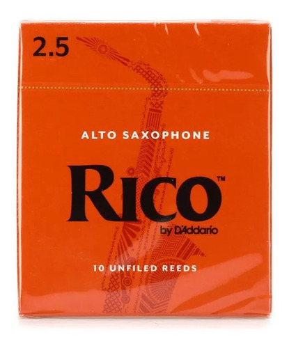 Kit Palheta Sax Alto 2,5 Rico 10 Und Lacrado Original