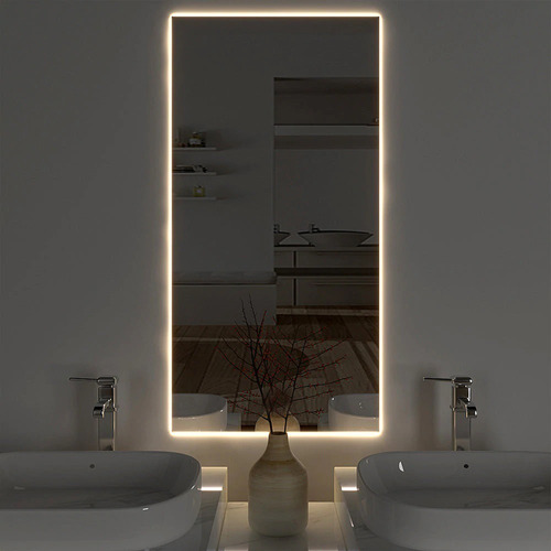 Espelho Retangular Iluminado Led 70 X 70 Lapidado Banheiro Moldura Led Quente 110v