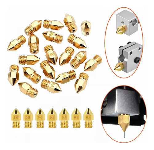 24pcs Kit Boquillas Nozzle Impresora 3d Mk8 0.2 A 1mm