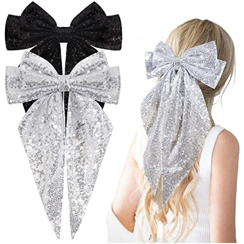 2pcs Big Glitter Layered Hair Bows For Women Girls 8 48rnk