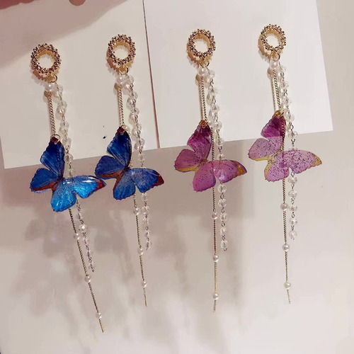 Pendientes Largos Arete Fairy Con Borlas En Forma De Maripos