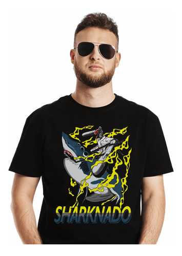 Polera Chainsaw Man Sharknado Tiburon Anime Impresión Direct