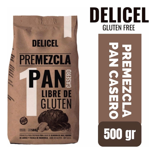 Delicel Premezcla Para Preparar Pan Sin Tacc 500gr