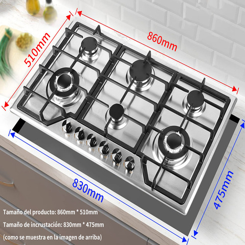 Parrilla A Gas/ Lp Gas Estufas De 6 Quemadores Acero Inox