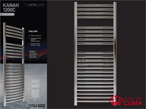 Toallero Radiador Cromado Kanah 1200 Mm T1200c Latyn Clima Caldera - El Rey Del Clima