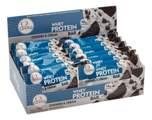 Barra Protein Qvita Cookies & Cream Display (18 Barras)