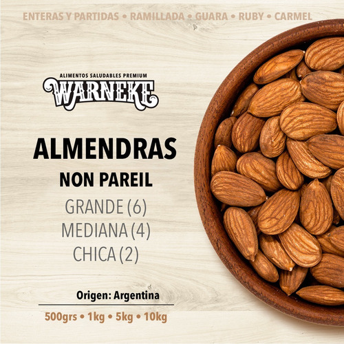 Almendras Enteras Peladas Non Pareil N6 Grande X 1 Kilo