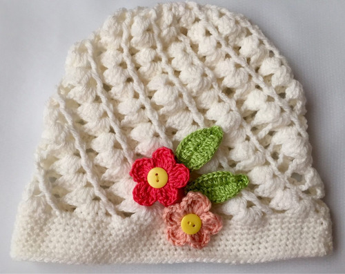 Gorrito Hecho A Mano Flores Intercambiable Regalo Niña Gorro