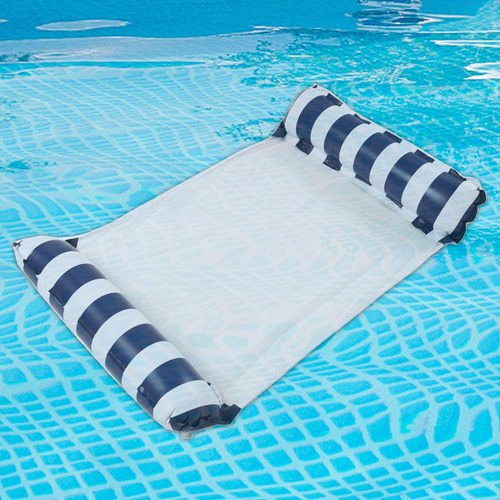 Hamaca Flotante Inflable Para Piscina Para Rayas Azul Oscuro