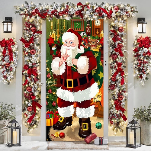 Cubierta Puerta Navidad, Decoración De Fiesta Para Hogar