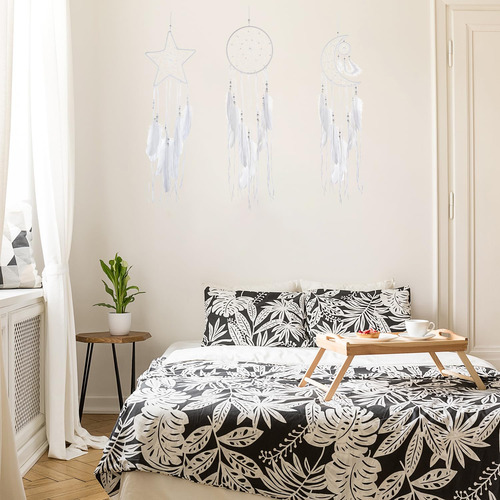 Cazasueños Jetec Moon Sun Hecho A Mano, Tradicional, Blanco,