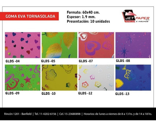 Goma Eva Estampada Tornasolada Brillo 60x40 X 10 Unid. 1.9mm