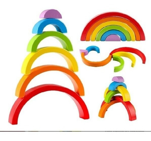 Arcoiris Waldorf Juguete En Madera Juegos Niños Arma Figuras