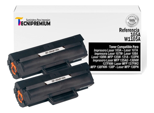 Pack 2 Toner Genérico 105a Impr Hp 135a 137fnw 107mfp 135mf 