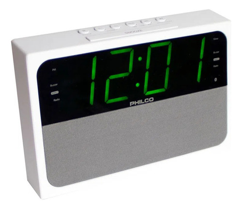 Radio Reloj Digital Philco Par1018bt Parlante Con Pantalla Lcd Usb Bluetooth Alarma Dual Despertador Fm - Blanco