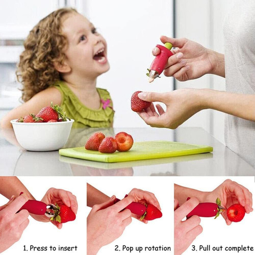 2 Juegos Rebanador Frutas Fresa Descascaradora Fresas Bayas