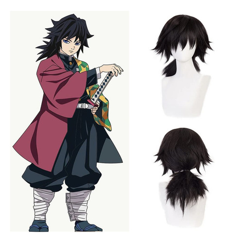 T Perucas De Fantasia Masculinas Tomioka Giyuu Demon Slayer