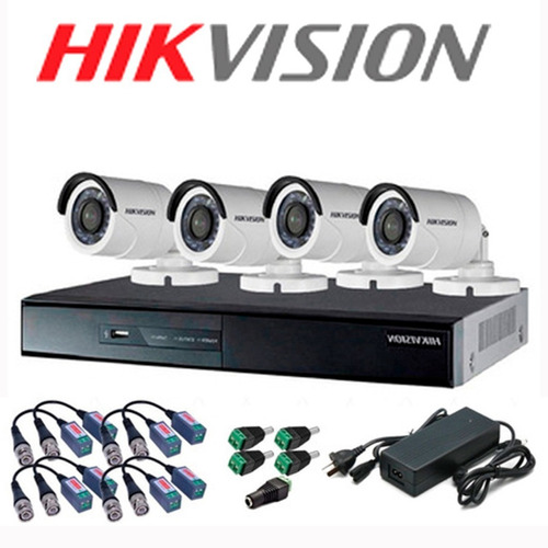 Imagen 1 de 1 de Kit Hd 4 Hikvision + 4 Cámaras Hikvision Hd + Accesorios 