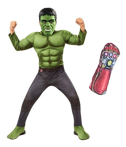 Disfraz Hulk Niño Con Musculo, Mascara Y Guantelete