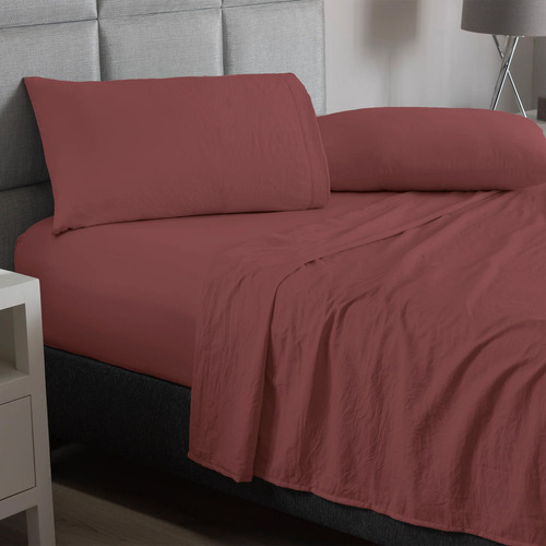 Juego De Sábanas Viasoft Washed Blush Qs Vianney Blush Liso