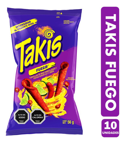 Takis Fuego, Sabor Limón - Epecial Colación (pack De 10 Uni)