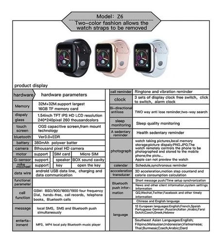 Relogio Smartwatch Z6 Digital Bluetooth Faz Ligações Musica