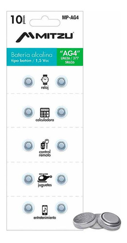 Batería Alcalina Tipo Botón Ag4 Mp-ag4