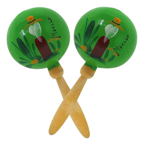 Instrumento Musical Maracas, Par Grande De Madera Color...