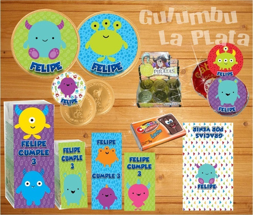 Kit Imprimible Monstruitos Monstruos Infantiles Candy Bar