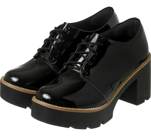 Oxford Feminino Salto Tratorado Liso Preto