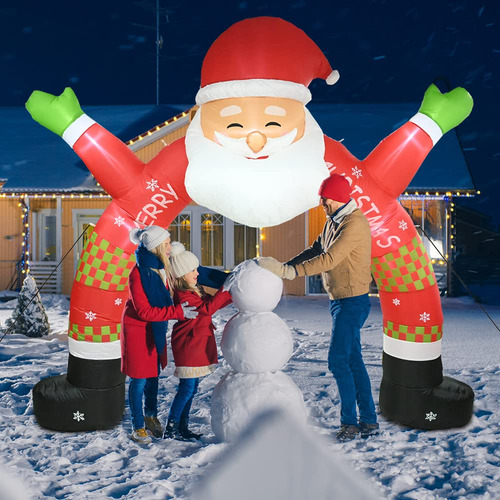 Arco Inflable De Papá Noel Iluminado 3.4 Metros Navidad