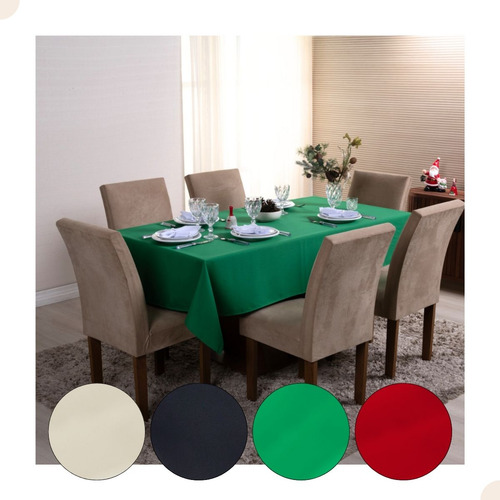 Toalha De Mesa 1 Peça 3,00m X 1,40m 10 Lugares Natal Festas Cor Verde