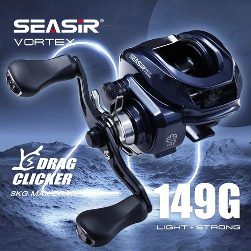 Lançamento 2025 Carretilha Seasir Vortex 7.0:1 Drag 8kg 149g Azul-escuro Esquerdo