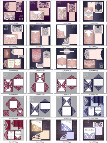 Vectores Corte Cnc Laser Tarjetas Invitación Bodas Xv