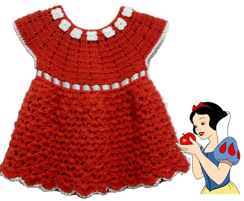 vestido de croche para bebe vermelho