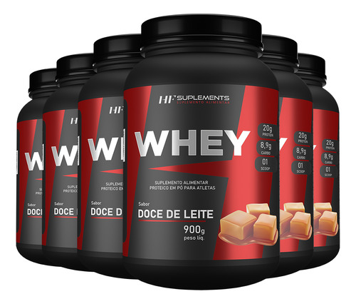 6x Whey Protein De Doce De Leite 900g Hf Suplements