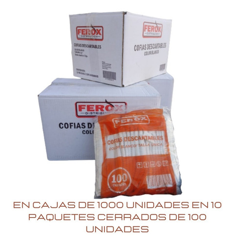 Cofias Descartables Plisadas Blancas Ferox X100 Uni.