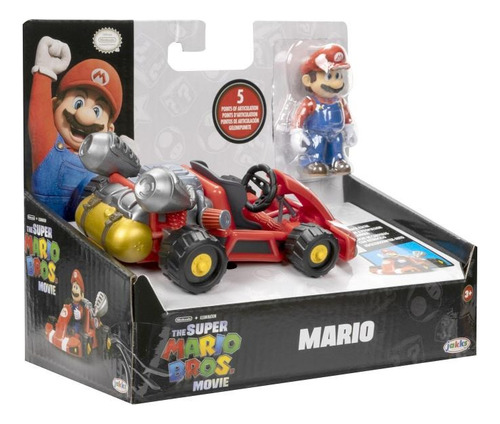 Mario Bros Set De 4 Carritos Con Figura Peach Mario Toad Azul