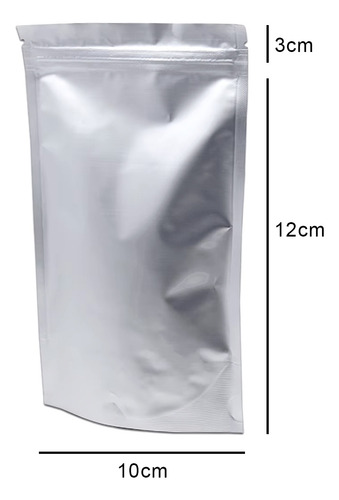 Saco Stand Up 50 Un 10x15 Fechado Zip Lock Prata Aluminio