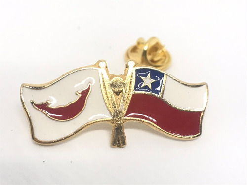 Pin Bandera Chile Y Rapa Nui Entrelazadas 