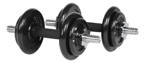 Set De Mancuernas Cromadas Con 2 Barras + 8 Discos Blu Fit.